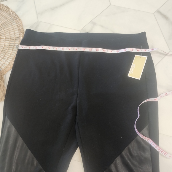 [MICHAEL MICHAEL KORS] NWT CUTEST EVER: BLACK W/ LEATHER PATCH WOMEN'S  LEGGINGS - Picture 5 of 13